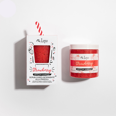 Lepo Strawberry Smoothie Cleansing Body Scrub Φράουλα Smoothie 2 σε 1 - Αναζωογονητικό Αφροντούζ και Σκραμπ Σώματος 250ml